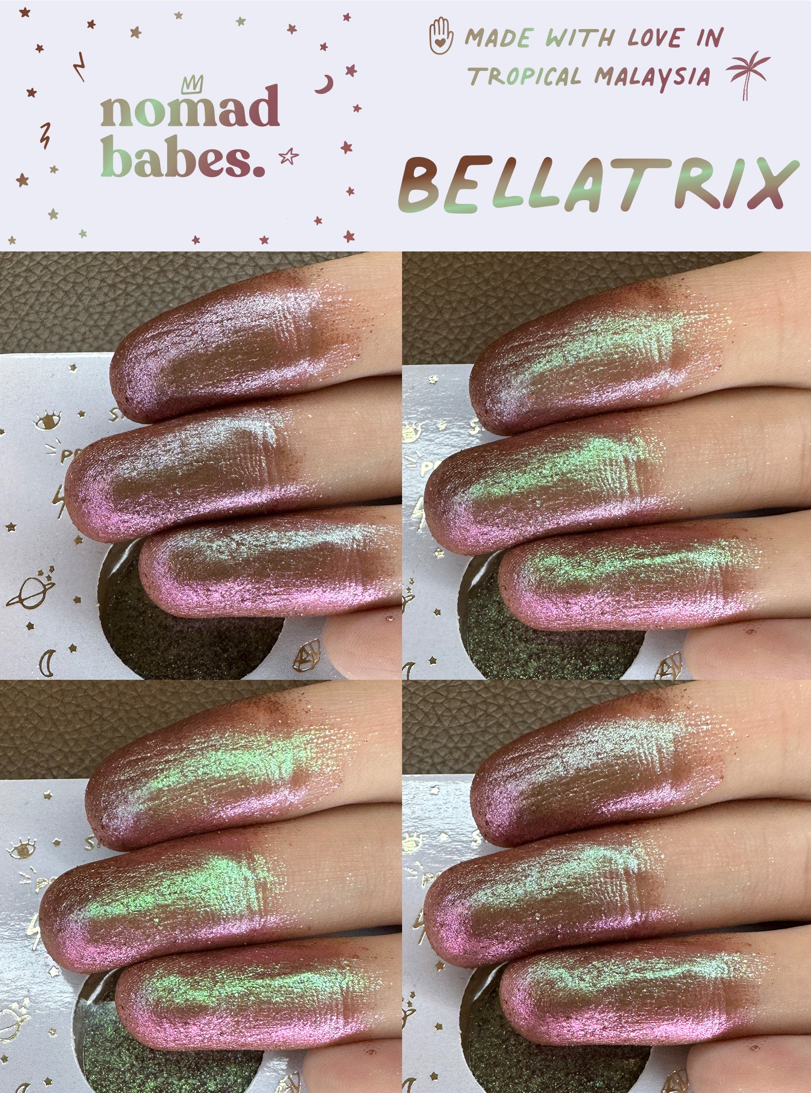 Bellatrix Series 1.14 Duo chrome Eyeshadow Makeup Chameleon Nomad Babes